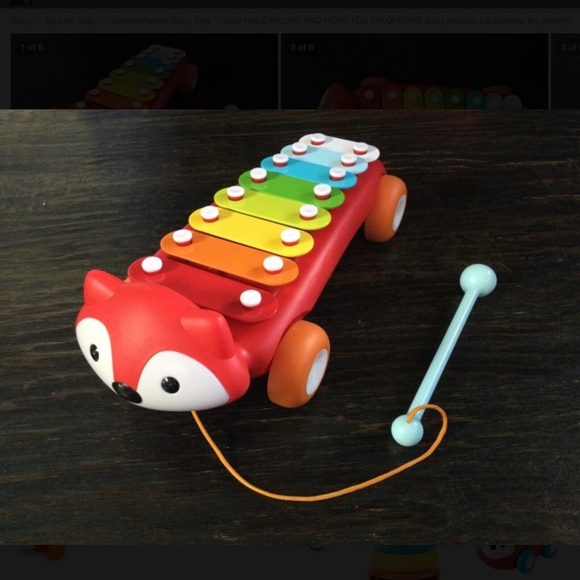 🦊 🎶 EUC Skip Hop Xylophone Fox Pull Toy for Baby/Toddler with Wheels & Baton - Picture 5 of 5